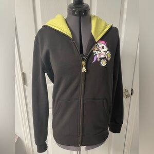 Tokidoki Hoodie Sweatshirt Flower Power Black Small Donutella Unicorno Flowers